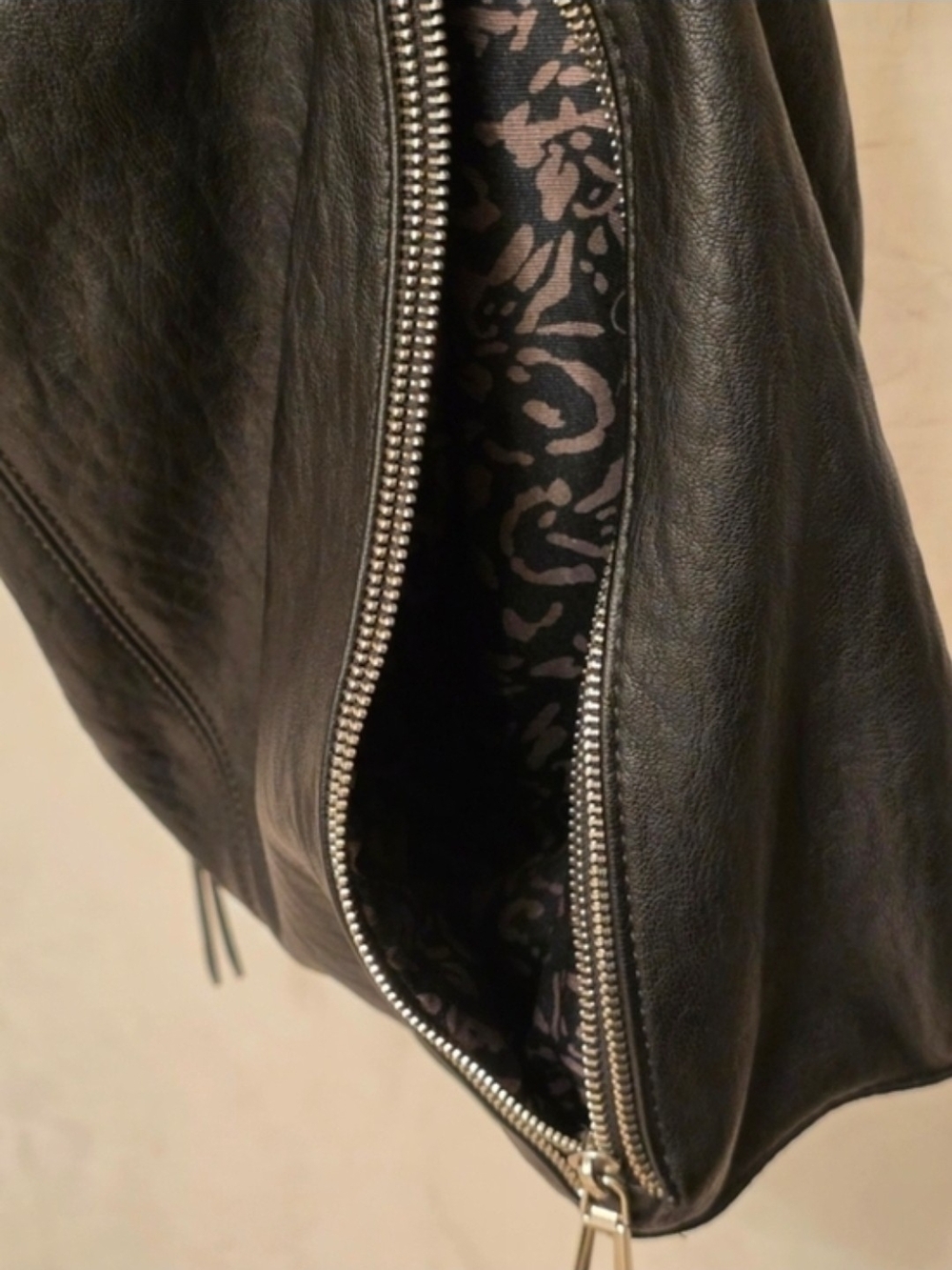 Jessica Simpson Black Leather Shoulder Bag with Silver Hardware
